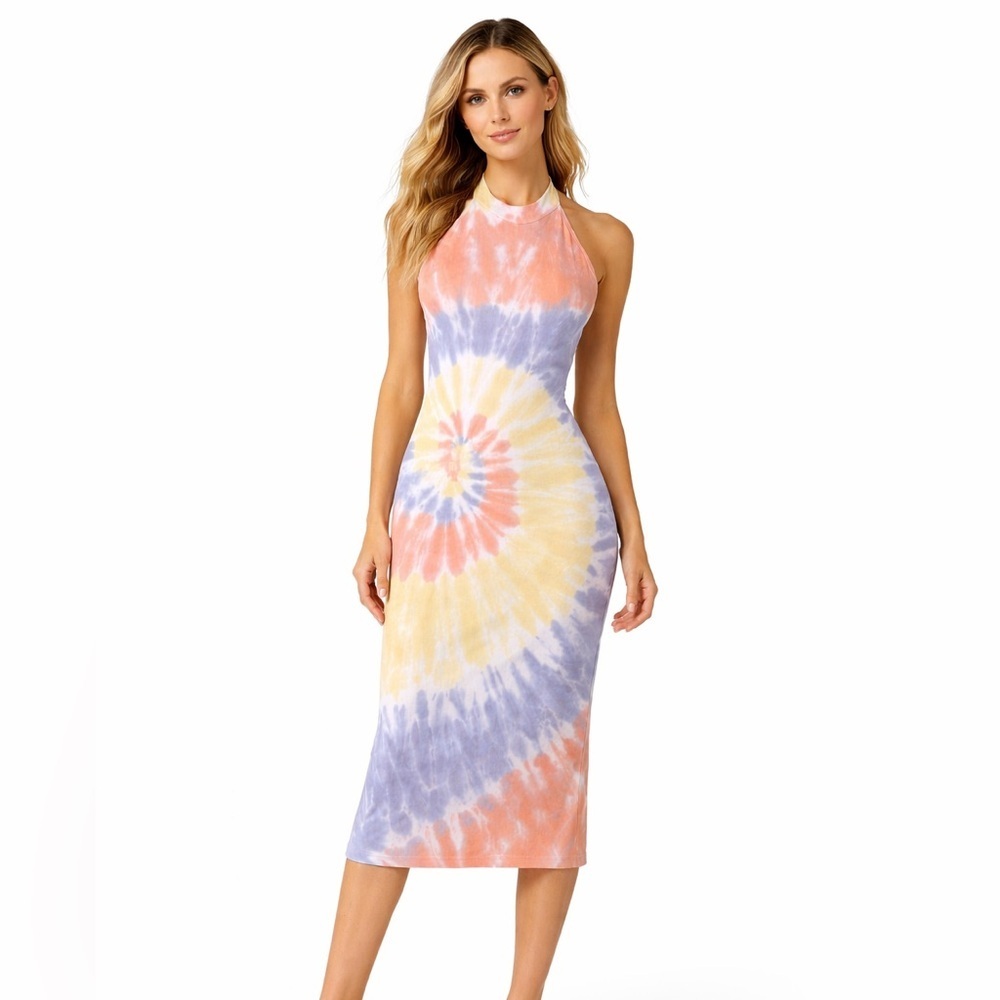 Young Fabulous & Broke Tie Dye Halter Midi Dress Size Small